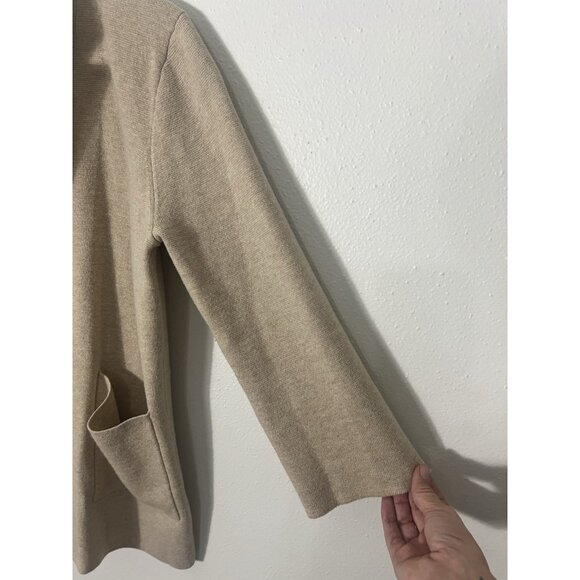 J. Crew Tan Beige Merino Wool Blend Open Blazer Size XS Pockets - Picture 6 of 14